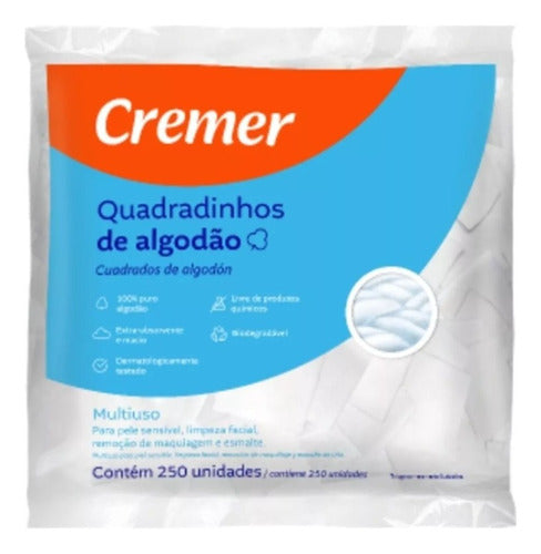 Algodão Quadradinho Cremer Multifunções Com 250 Unidades